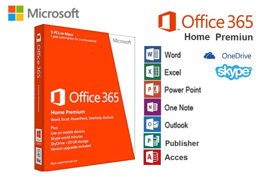 Office 365 Home Premiun  32/64 Bit / 5 PC o Mac / 1 Año